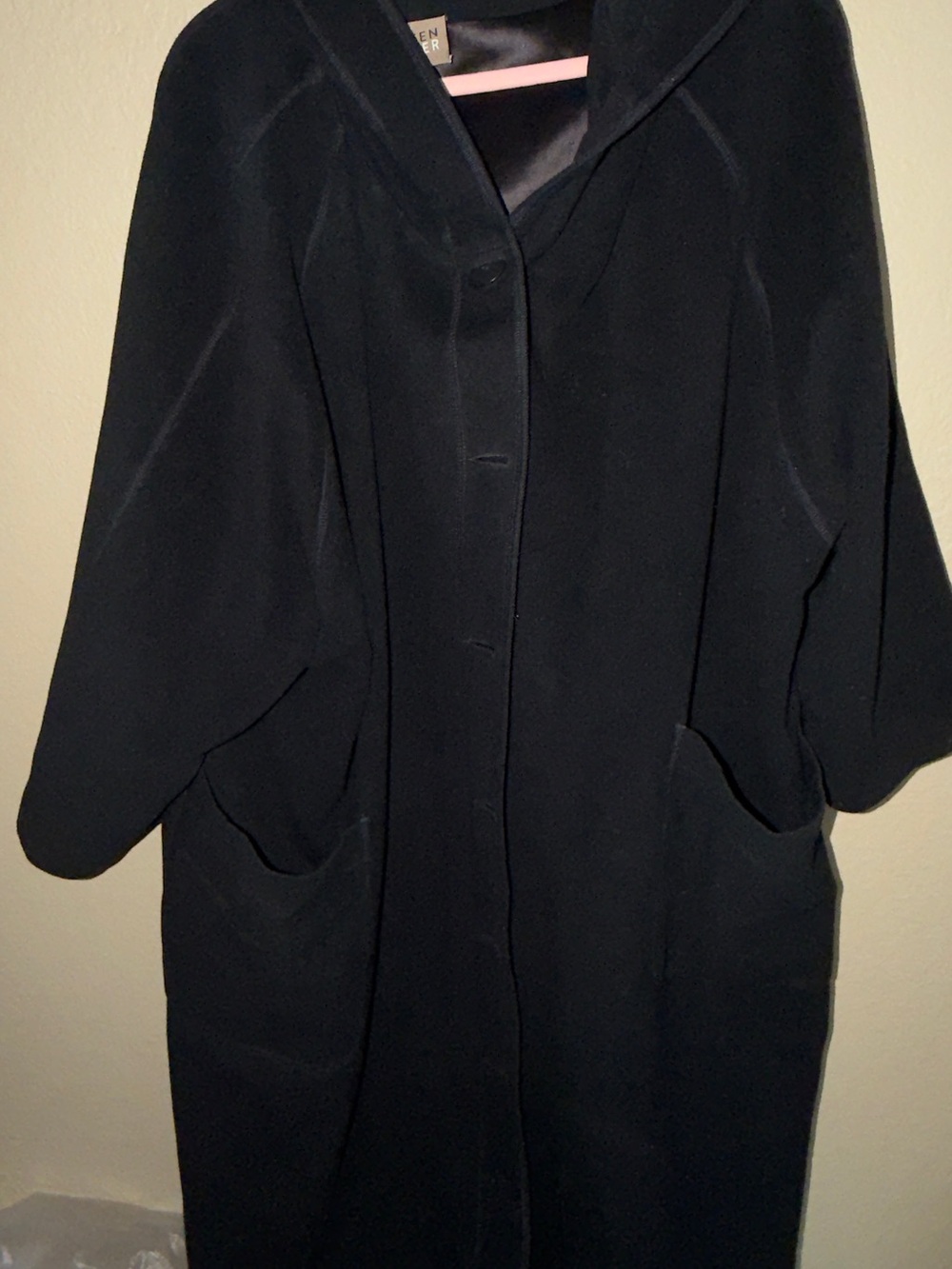 Vintage Eileen Fisher Hooded Swing Coat Plus Size Oversized 3/4 Sleeve